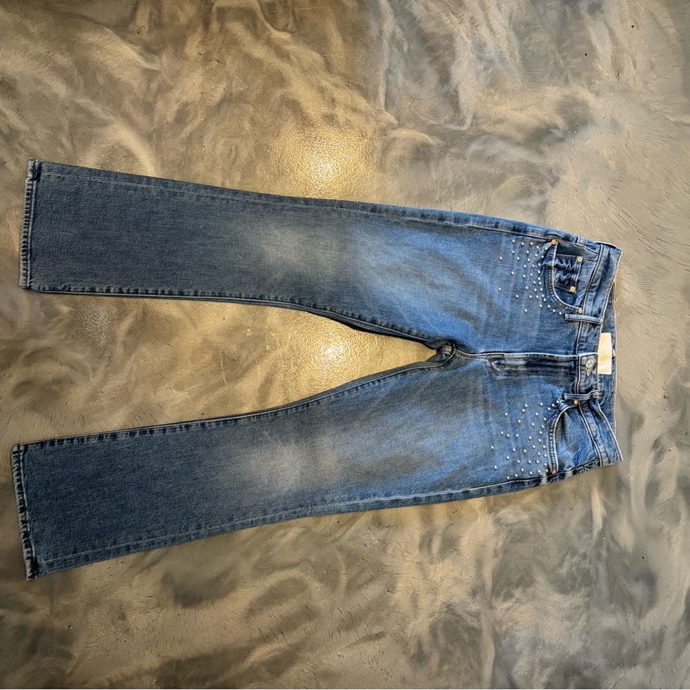 Mother Superior Metal Magic Insider Flood jeans 28 ankle studded blue cropped - Picture 10 of 15